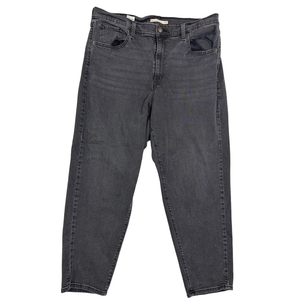Levis Plus Size High Waisted Mom Jeans Womens 16W Washed Black Denim 80s Style